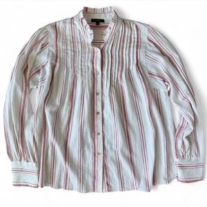 NWOT Massimo Dutti Red White Button Down Shirt Blouse Size 10